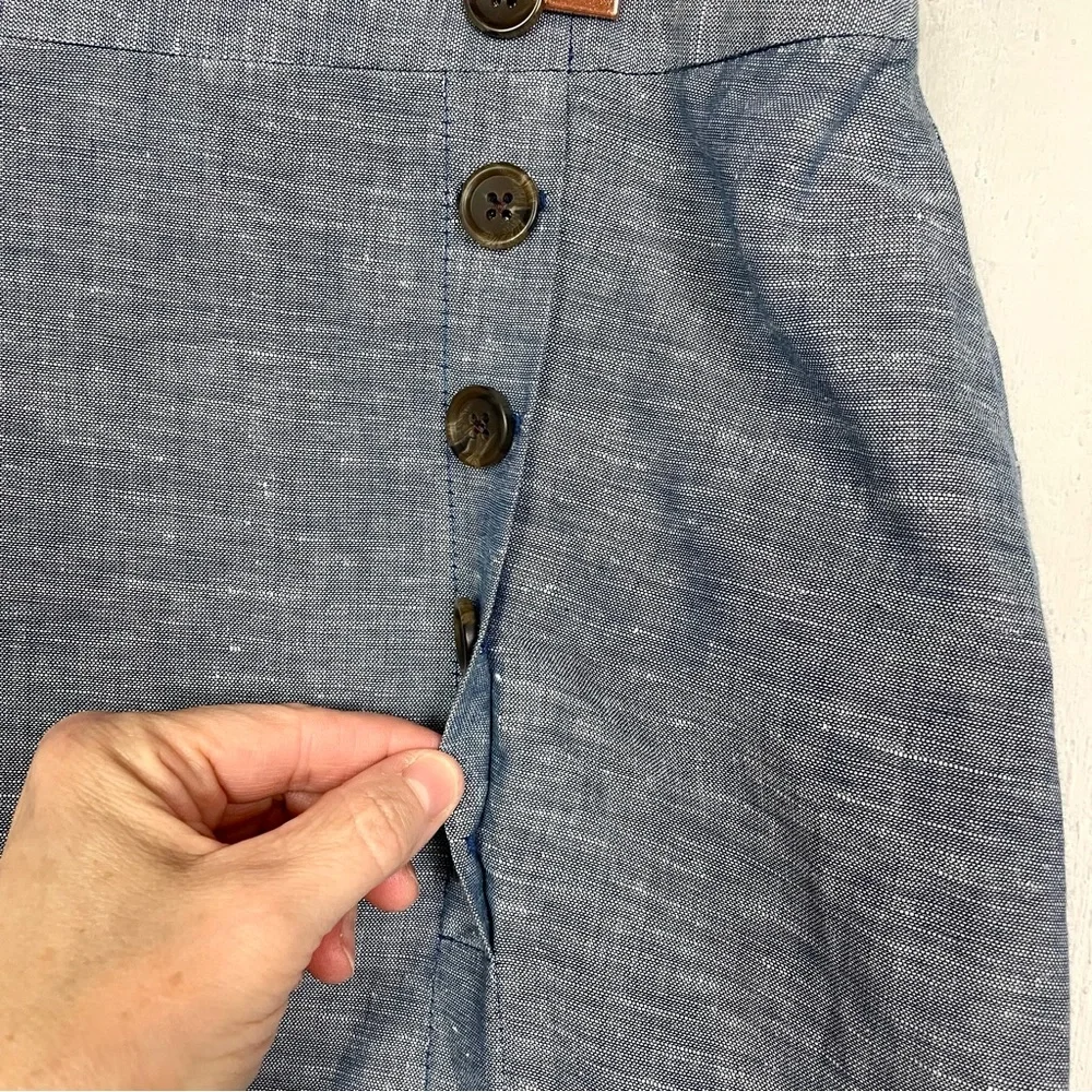 Banana Republic NWT Midi Skirt Linen Blend Blue Coastal Office Professional SZ14 - Picture 4 of 13